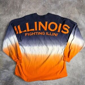 Illinois Fighting Illini Ombre Long Sleeve Spirit Jersey Shirt Orange Blue